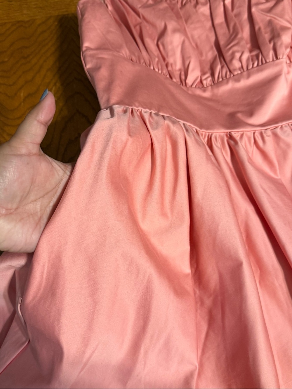 Vixen By Micheline Pitt Ingenue Swing Dress in Blush Pink Sateen XL NWT FLAWED - Picture 9 of 16